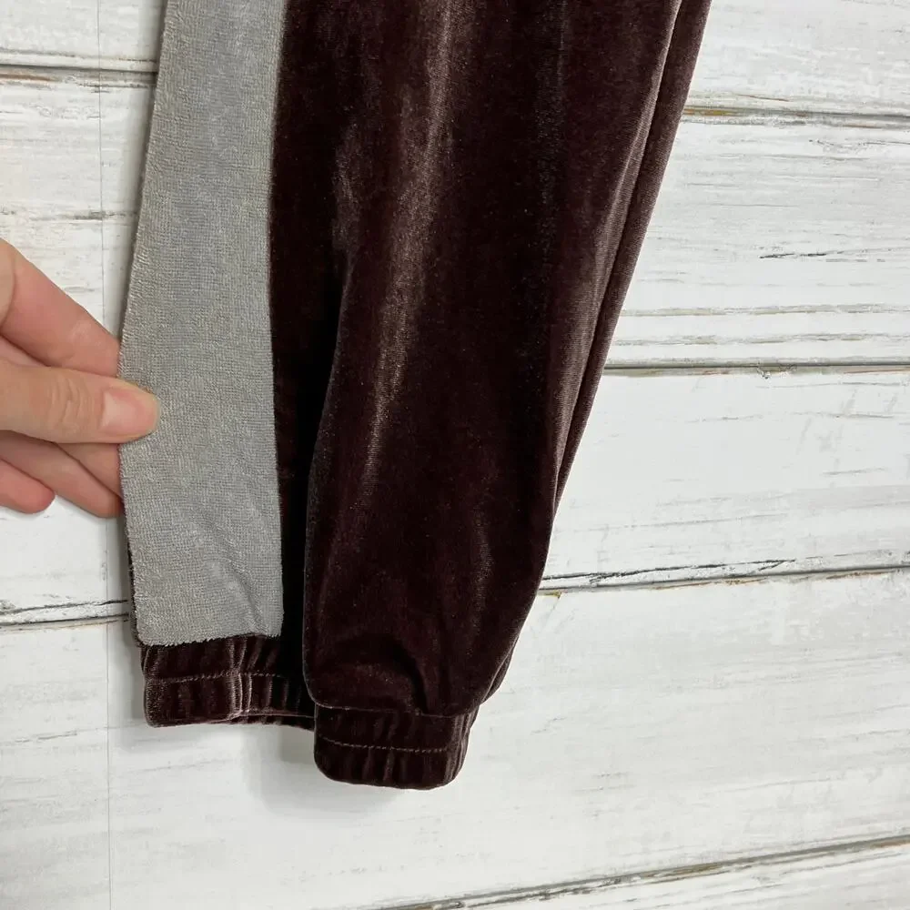 Easel Velour Jogger Pants Size Small Plum Elastic Waist Cozy Lounge Athleisure